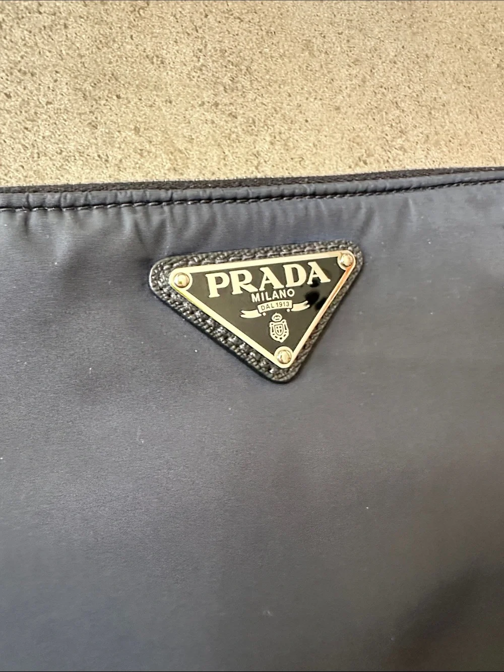 Prada Tessuto Black Nylon Clutch Bag Laptop Sleeve Silver hardware AUTH